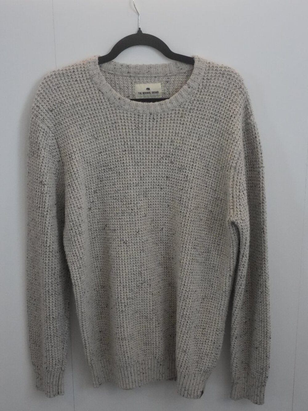 The Normal Brand Waffle Knit Crewneck Sweater Oatmeal Fleck Men's L